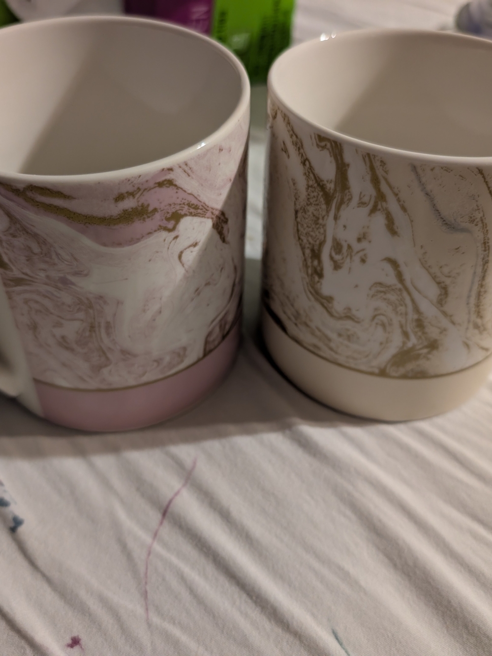 Godlinger Pink and Gold Marble Ceramic Mugs - Set of 2